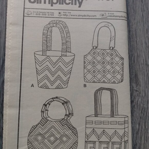 Handbag Sewing Pattern Chenille Purse Shoulder Bag Simplicity 4757 UNCUT - Picture 10 of 10
